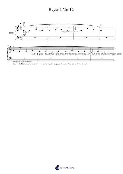 Beyer 1 Var 12 Sheet Music by F. Beyer-Arr.Irbald Jouvier