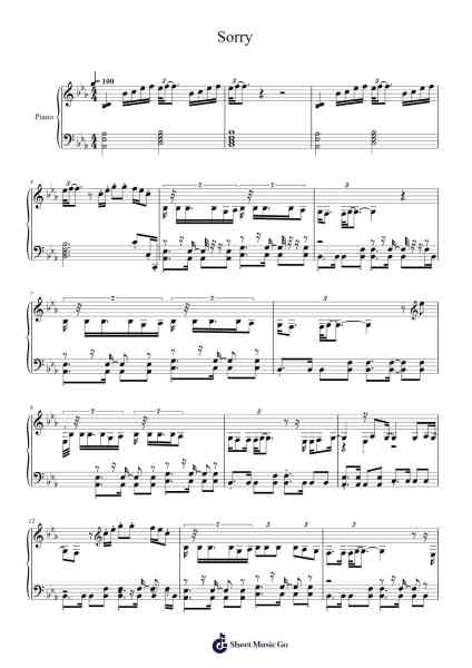 Sorry Sheet Music by Justin Bieber-Arr.Gunchi