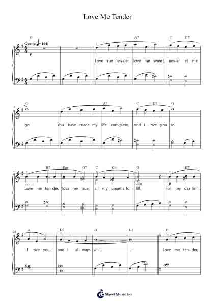 Love Me Tender Sheet Music by Elvis Presley-Arr.O'Cady Bobde