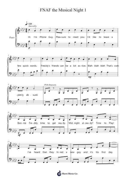 FNAF the Musical Night 1 Sheet Music by Youngter Abliet-Arr.Churmike