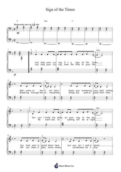 Sign of the Times Sheet Music by Harry Styles-Arr.Gracejosh