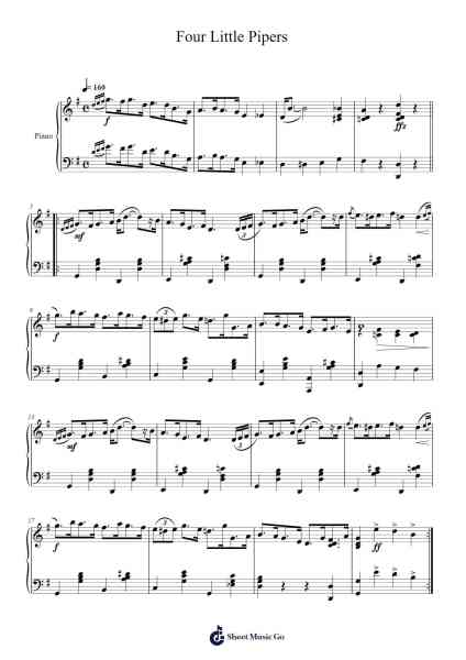 Four Little Pipers Sheet Music by Lawrence B. O'Connor-Arr.Egger Daveky