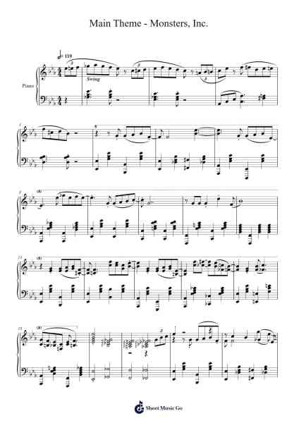 Main Theme - Monsters, Inc. (Piano) Sheet Music by Kentate-Arr.Tateearl Grantbroad
