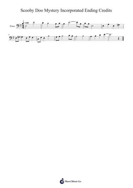 Scooby Doo Mystery Incorporated Ending Credits Sheet Music by undefined-Arr.Jesphy Vebmons