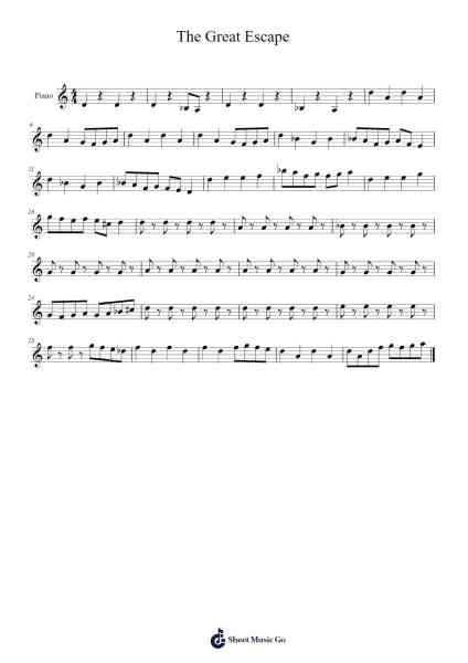 The Great Escape Sheet Music by Goldclaire Turbitt-Arr.Wavieve Katdy