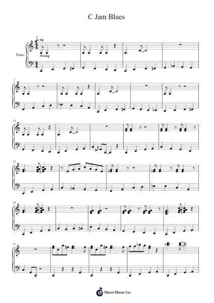 C Jam Blues Musica per pianoforte di Edward Ellington - Arr.Feltrid