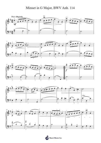 Minuet in G Major, BWV Anh. 114 Sheet Music by Christian Petzold-Arr.Backdn