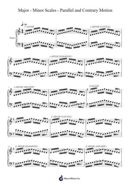Major - Minor Scales - Parallel and Contrary Motion Sheet Music by undefined-Arr.Everbloor Frankrl
