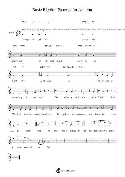 Basic Rhythm Patterns for Autumn Sheet Music by Kari Sabatella-Arr.Carlbur