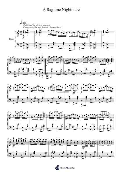 A Ragtime Nightmare Sheet Music by Tom Turpin-Arr.Waymuel Katlus