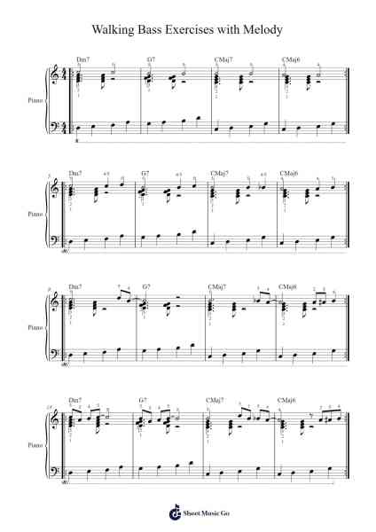 Walking bass exercises with melody Sheet Music by undefined-Arr.Quenram