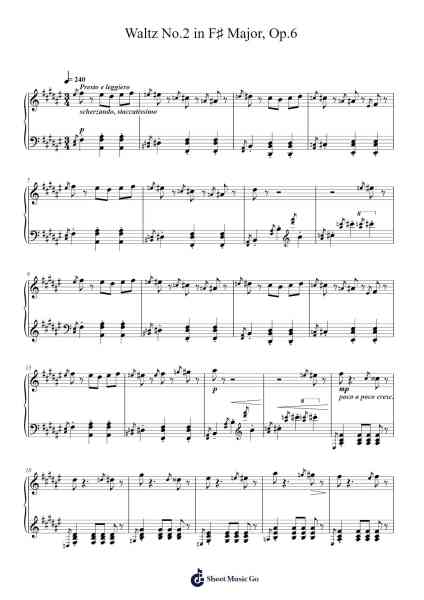 Waltz No.2 in F♯ Major, Op.6 Sheet Music by undefined-Arr.Jorthodore Adegee