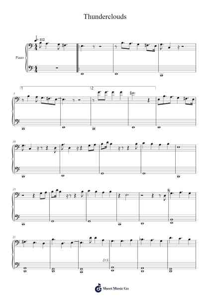 Thunderclouds Musica per pianoforte di Sia/Diplo/Labrinth - Arr.Wano'neil Orn