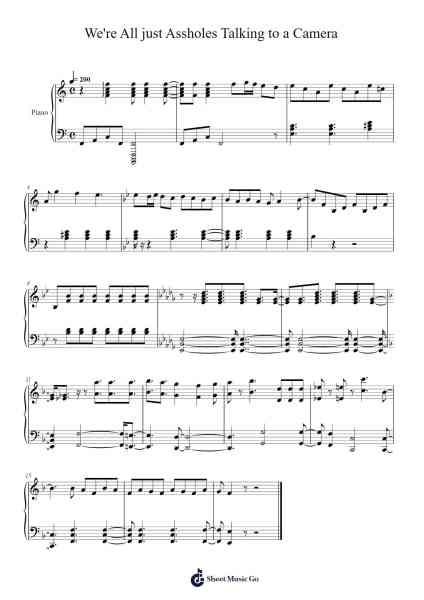 We're All just Assholes Talking to a Camera - Piano Solo Sheet Music by Jack Douglass-Arr.Foxsam Sharpliam