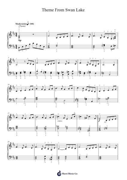 Swan Lake, Op. 20: Scene (Lake in the Moonlight) Sheet Music by Pyotr Ilyich Tchaikovsky-Arr.Sweetxe Goldthune