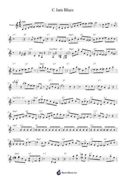 C Jam Blues Musica per pianoforte di undefined - Arr.Sibylmos Fordridge