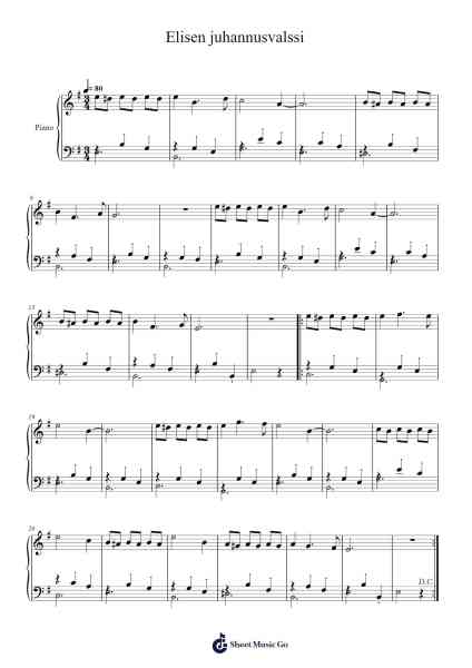 Elisen juhannusvalssi Sheet Music by Tuukka Jokilehto-Arr.Penstowe Beardwells