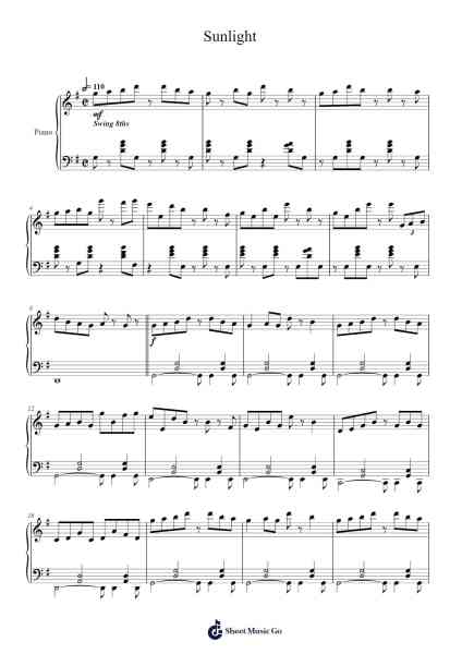 Sunlight Sheet Music by TheFatRat/Phaera-Arr.Humlop