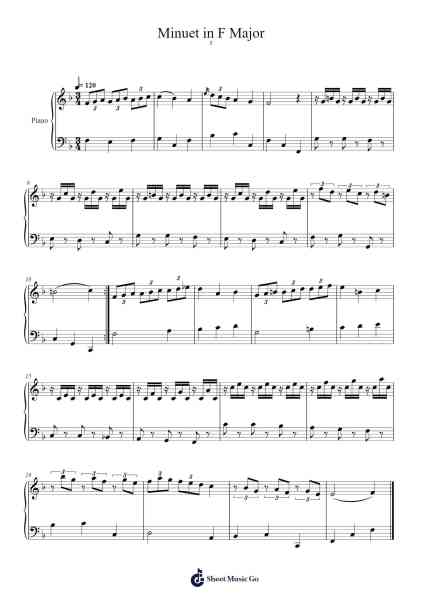 Minuet in F Major, K. 5 Sheet Music by W. A. Mozart-Arr.Boycegold