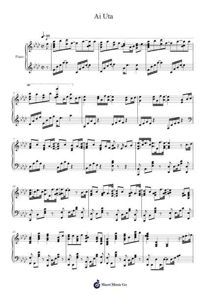 Ai Uta Sheet Music by GReeeeN/Rie Takahashi-Arr.Dougnick Steinmeo