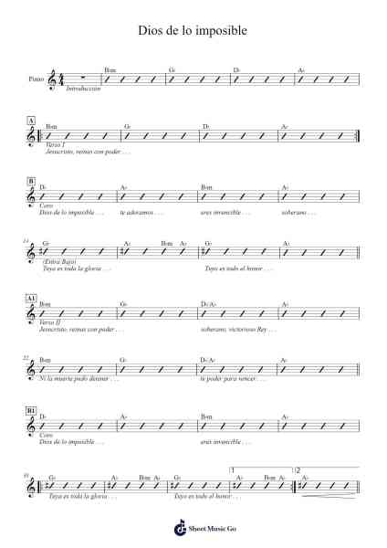 Dios de lo imposible Sheet Music by Davekes-Arr.Springqe