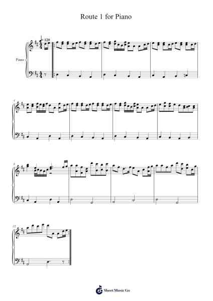 Route 1 for Piano Sheet Music by Junichi Masuda-Arr.Huthorne
