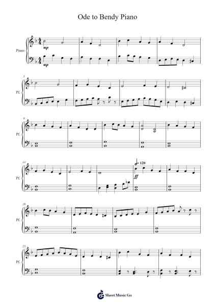 Ode to Bendy Piano Sheet Music by undefined-Arr.Beague Kinglor
