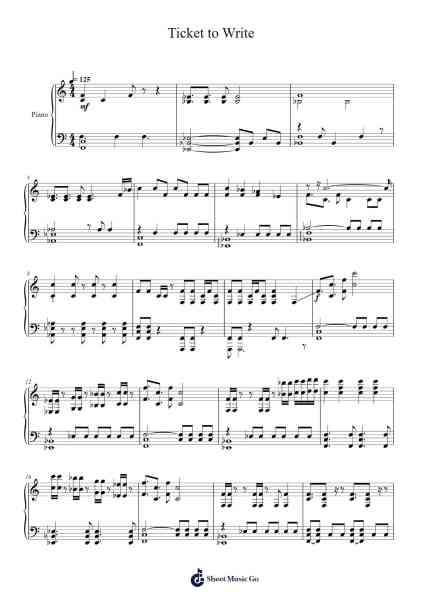 Ticket to Write Sheet Music by Michael Giacchino-Arr.Oglet Kitcke
