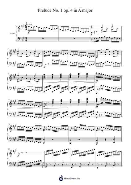 Prelude No. 1 op. 4 in A major Sheet Music by M.Wong-Arr.Sanca Xanvans