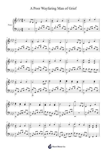 A Poor Wayfaring Man of Grief Sheet Music by undefined-Arr.Hewgy Fowearl