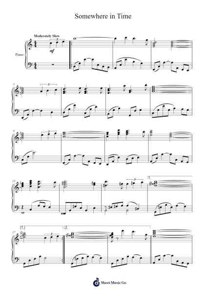 Somewhere in Time Sheet Music by John Barry-Arr.Humglas Leathus