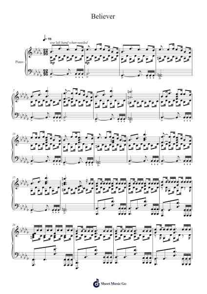 Believer Sheet Music by Imagine Dragons-Arr.Wyli