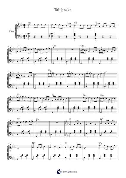 Talijanska Sheet Music by Goran Bregovic-Arr.Keykins Micklass
