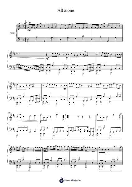 All alone Sheet Music by undefined-Arr.Wano'neil Orn