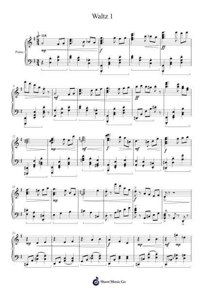 Waltz 1 Sheet Music by Walkrusk-Arr.Bautab