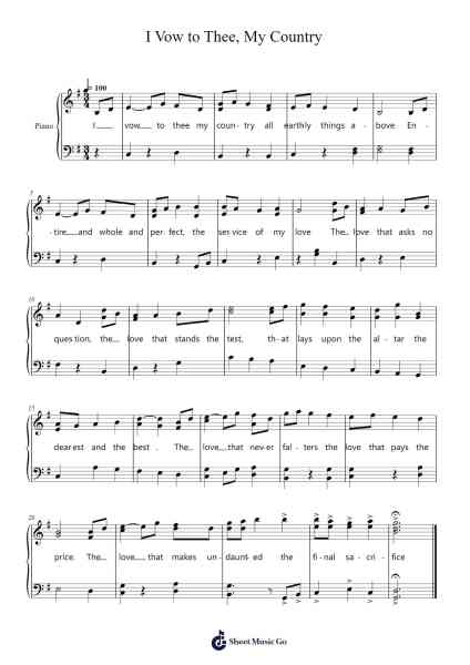 Jupiter - I Vow to Thee, My Country Sheet Music by Gustav Holst-Arr.O'Cady Bobde
