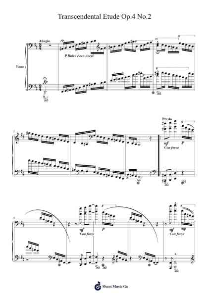 Transcendental Etude Op. 4 No. 2 in B Minor Sheet Music by Trayy Turner-Arr.Trollfax