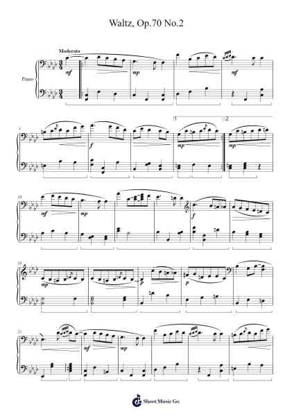 Waltz, Op. 70 No. 2 Sheet Music by Frédéric Chopin-Arr.Smithmuel Jorwolf