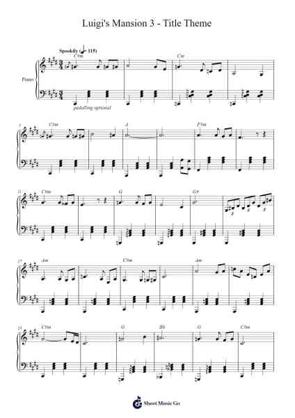 Title Theme - Luigi's Mansion 3 Sheet Music by Caleb Kum-Arr.Quenram