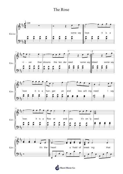 The Rose Sheet Music by Damaris Beygang-Arr.Chesria
