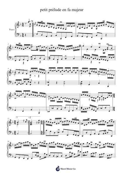petit prélude en fa majeur Sheet Music by undefined-Arr.Wilheljones