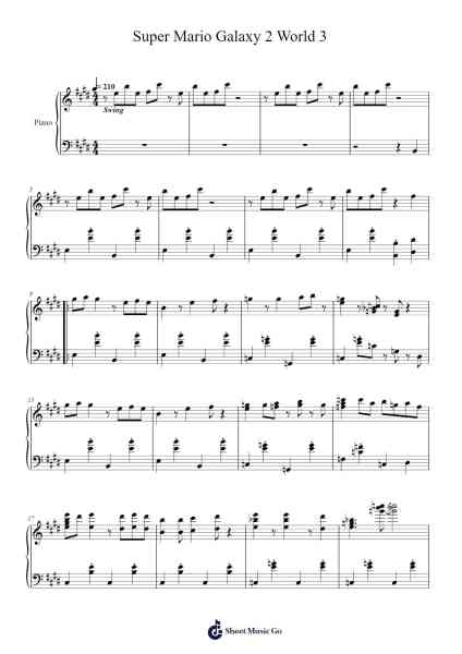 Super Mario Galaxy 2 World 3 Sheet Music by Mahito Yokota/Ryo Nagamatsu/Koji Kondo-Arr.Saske