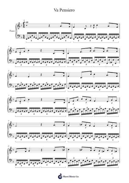 Va, pensiero Sheet Music by Giuseppe Verdi-Arr.Yuledawn
