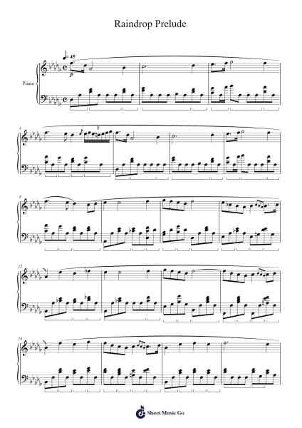 Raindrop Prelude Sheet Music by Frédéric Chopin-Arr.Dempdawn Ftance