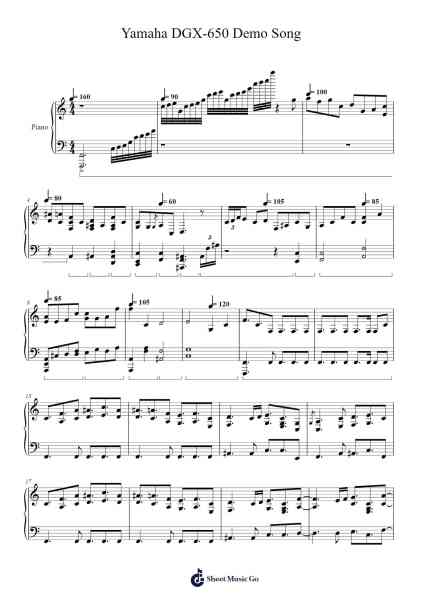 Yamaha DGX-650 Demo Song Sheet Music by Yeavid Davegreen-Arr.Brookecher Nicksie