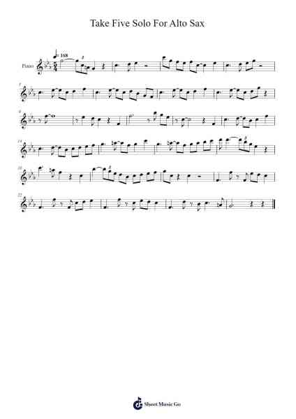 Take Five Solo For Alto Sax Sheet Music by Dave Brubeck-Arr.Duttdes Dawnpril