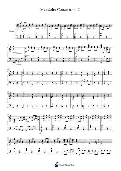 Mandolin Concerto in C Sheet Music by Antonio Vivaldi-Arr.Leomos