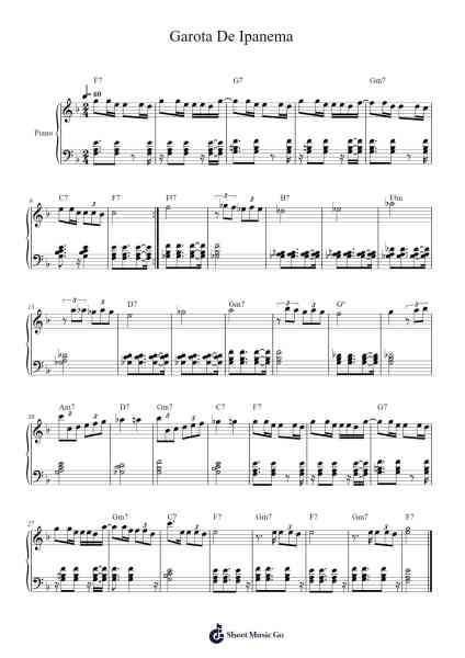 Garota De Ipanema Sheet Music by Bianca Giovanella-Arr.Hubpir