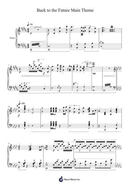 Back to the Future Main Theme 乐谱由 Alan Silvestri - 编曲 Cofpert Dilgrant