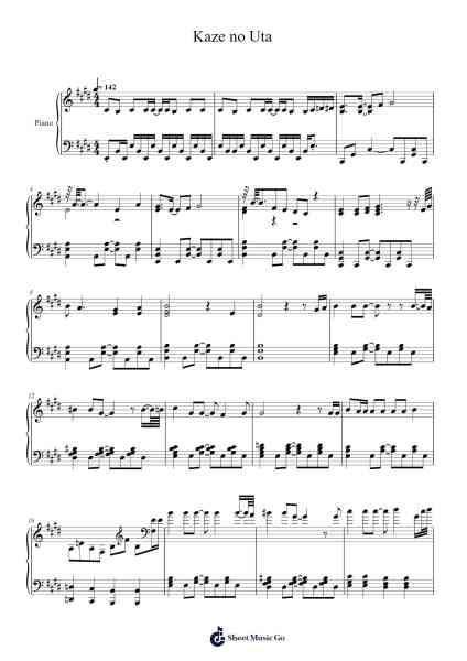 Kaze no Uta Sheet Music by Flow-Arr.Holtling